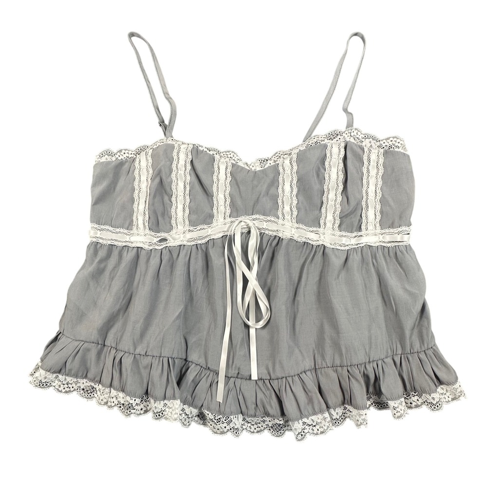 Edikted Size Medium Gray Lace Trim Babydoll Tank Top